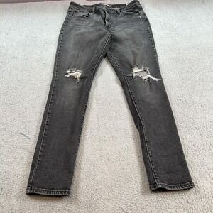 Levis 721 High Rise Skinny Jeans Womens 32 Black Distressed Ripped Stretch Denim